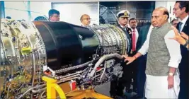  ?? PTI ?? Rajnath Singh visits SAFRAN - the engine making facility for Rafale fighter jet, in Paris, France, Wednesday