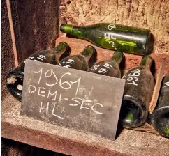  ??  ?? Bottles from the 1961 vintage at Domaine Huet.