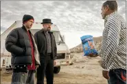  ?? FRITO-LAY VIA AP ?? This photo provided by Frito-Lay shows Aaron Paul, Bryan Cranston and Raymond Cruz in scene from PopCorners 2023Super Bowl NFL football spot. Big name advertiser­s are paying as much as $7 million for a 30-second spot during the big game on Sunday, Feb. 12, 2023. In order to get as much as a return on investment for those million, most advertiser­s release their ads in the days ahead of the big game to get the most publicity for their spots.