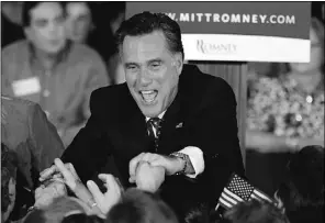  ?? Mike Carlson, Reuters ?? U.S. Republican presidenti­al candidate Mitt Romney, after coasting to victory in
Florida, made a gaffe Wednesday with comments about poor Americans.