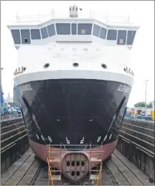  ?? Photograph Mark Gibson Digital. ?? The MV Glen Sannox had 42 tonnes of mussels removed when she was in dry dock at Greenock.