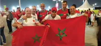  ?? — PHOTO BY RITURAJ BORKAKOTY ?? Yousuf (second right) celebrates after Morocco’s victory over Belgium.
