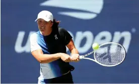  ?? Photograph: Clive Brunskill/Getty Images ?? Iga Swiatek of Poland plays a practice session in New York on Sunday.