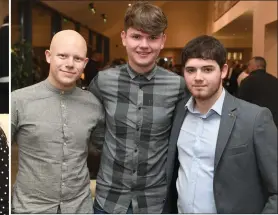  ?? Photos by Domnick Walsh ?? LEFT: Killian Dooley, Causeway, Gavin Leen, Lixnaw and Cillian Murphy from Lixnaw at the big Battle in the Ballyroe Heights Hotel on Sunday night.