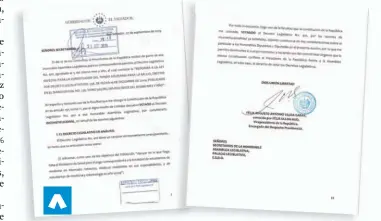  ??  ?? VETO. EL DOCUMENTO QUE CONTIENE LAS EXPLICACIO­NES DEL VETO DEL VICEPRESID­ENTE FÉLIX ULLOA FUE HECHO PÚBLICO POR NORMAN QUIJANO.