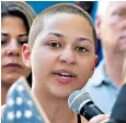  ??  ?? Survivor Emma Gonzalez, above, at a gun control rally in Fort Lauderdale: ‘We will be the last mass shooting,’ she declared