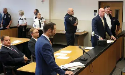  ?? ?? The courtroom in Suffolk county on Wednesday, with Rex Heuermann second from the right. Photograph: James Carbone/AP