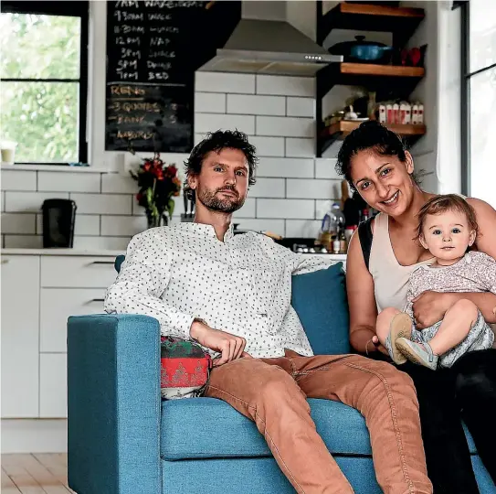  ??  ?? Shabnam Dastgheib with her husband Zach Beard and daughter Zhaaleh in their West Auckland home.