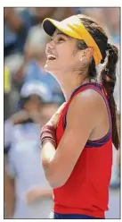  ?? Al Bello / Getty Images ?? Emma Raducanu of the United Kingdom beat Belinda Bencic of Switzerlan­d 6-3, 6-4.
