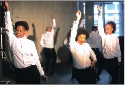  ??  ?? ALL THAT: Thandiwe Mqokeli, left, Paxton Simons and Tanzley Jooste from Jazzart Dance Theatre performing at the Cape Times Women in Arts and Humanities Breakfast.