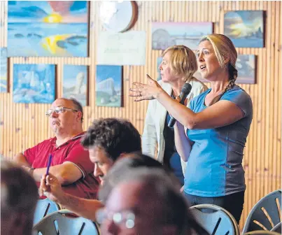  ?? Pictures: Steven Brown. ?? Members of the public voice their concerns at the meeting.