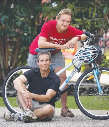  ??  ?? PEDAL POWER: Cyclists Jeremy Scott and Pete McNally will join more than 200 other riders taking part in the Cairns Cardiac Challenge. Picture: ANNA ROGERS