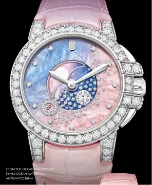  ??  ?? from top: ocean moon phase 36mm; ocean Waterfall automatic 36mm