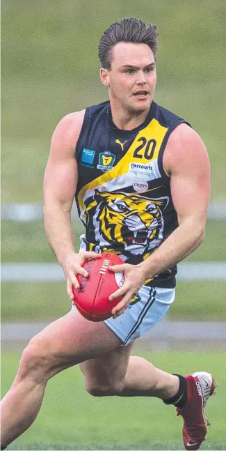  ??  ?? Kieran Lovell led the TSL in kicks and clearances this year. Picture: LUKE BOWDEN