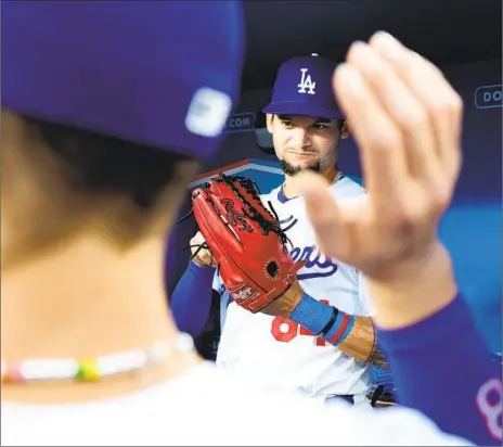  ?? Wally Skalij Los Angeles Times ?? ANDY PAGES prepares to make his major league debut Tuesday at Dodger Stadium against the Nationals. He singled in his first at-bat.