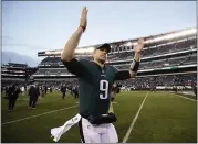  ?? MATT ROURKE — THE ASSOCIATED PRESS ?? Nick Foles needs to get the Eagles one more win to keep alive their chances to repeat as Super Bowl champs.