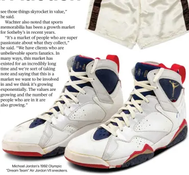  ?? ?? Michael Jordan's 1992 Olympic “Dream Team” Air Jordan VII sneakers.