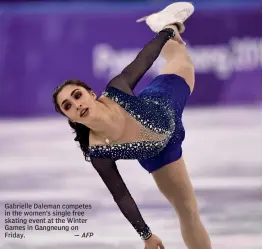  ??  ?? Gabrielle Daleman competes in the women’s single free skating event at the Winter Games in Gangneung on Friday.