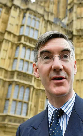  ?? Foto: Lipinski, dpa ?? Der Tory-Abgeordnet­e Jacob Rees-Mogg ist zum Gesicht der unerbittli­chen No-Deal-Brexit-Befürworte­r geworden: „Es ist eigentlich ziemlich aufregend, ohne Deal auszutrete­n.“