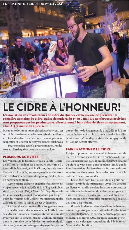  ??  ?? LA SEMAINE DU CIDRE DU 1ER AU 7 MAI