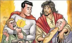  ?? DC COMICS ?? In DC Comics’ “Second Coming,” Jesus (r.) rooms with all-powerful superhero Sun-Man (l.). Amid accusation­s of blasphemy, DC nixed book.
