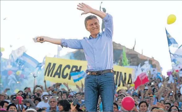  ?? NATACHA PISARENKO / AP ?? El opositor Mauricio Macri, ayer en su mitin final de campaña en la Quebrada de Humahuaca