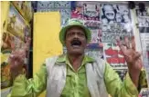  ??  ?? Acting teacher Baburao Ladsaheb performs for his students during a class at the ‘Five Star Acting Dancing Fighting Classes’ in Mumbai’s Dharavi, one of Asia’s biggest slums.