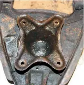  ??  ?? 13
The lower spring seat could then be removed after soaking its four retaining nuts and bolts in penetratin­g fluid and using a six- point socket and long breaker bar to undo them. New saddles are a not inconsider­able £30 each, so these were cleaned, checked and painted.