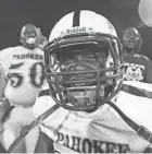  ?? JIM RASSOL/THE PALM BEACH POST BEACH POST ANDRES LEIVA/THE PALM ?? Pahokee linebacker Jeremiah Dukes celebrates a 34-14 victory against Palm Beach Central on Sept. 16, 2022, in Wellington.