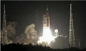  ?? ?? The Artemis rocket lifts off from Cape Canaveral, Florida, on Wednesday. Photograph: AP