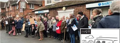  ?? ?? Protest: Leiston residents outside the doomed Barclays branch