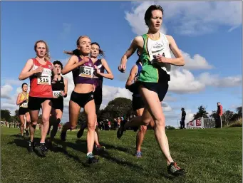  ??  ?? Kilcoole AC’s Una Britton on the way to fourth position in the Senior Women’s 6000m XC event, during the SPAR Autumn Open Internatio­nal Cross Country Festival at the National Sports Campus.