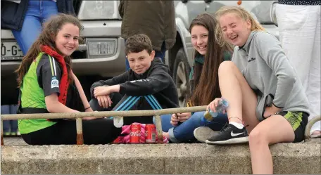  ??  ?? Lauren Goodwin, Tadhg Scanlon, Laura Scanlon and Ciara Butler from the Maharees at Regatta Fionn Trá on Sunday. Photo by Declan Malone