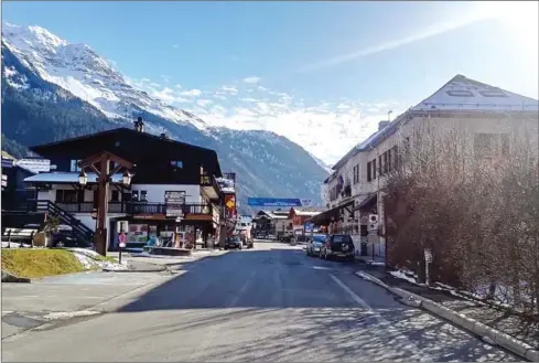  ?? AFP ?? The main street in Les Contamines-Montjoie, near Mont Blanc in the French Alps, where five British nationals including a child have tested positive for the new coronaviru­s in France.