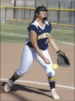  ?? KARINA LOPEZ PHOTO ?? Calipatria High’s Jackie Vega delivers for the Hornets during their CIF-SDS Div. IV play-in game against Classical Academy on Tuesday.