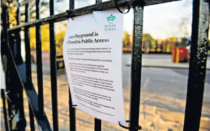  ?? ?? Excessive measures: a children’s playground is closed due to the contaminat­ion risk of Covid-19 in March 2020