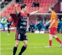  ?? ?? Claes Nyman fick anledning att jubla i matchen mot IFK Malmö. Efter fyra minuter gjorde han sitt första mål i seriespel för FCT.
ARKIVBILD: STEFAN BENNHAGE