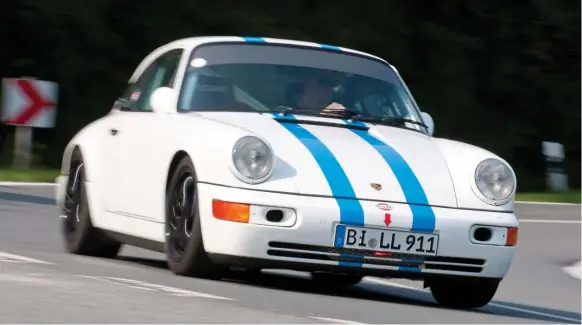  ??  ?? Just one Tiptronic equipped 964 Carrera Cup race car was built for the first round of the German series at the Nürburgrin­g, driven by Walter Röhrl