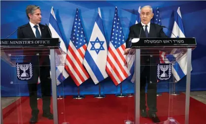  ??  ?? US secretary of state Anthony Blinken and Israeli prime minister Benjamin Netanyahu at a joint news conference in Jerusalem on 25 May. Photograph: Reuters