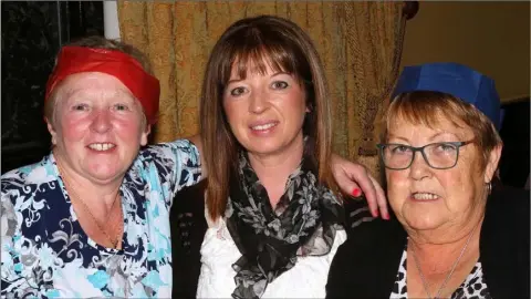  ??  ?? Peggy Gray , Margaret Gray and Ursula Duffy from Oulart and Blackwater at the the Wexford Branch of the Irish Kidney Associatio­n’s Christmas dinner in the Riverbank House Hotel on Saturday night.