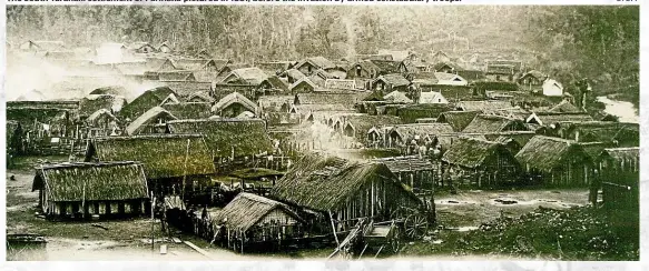  ?? STUFF ?? The South Taranaki settlement of Parihaka pictured in 1881, before the invasion by armed constabula­ry troops.