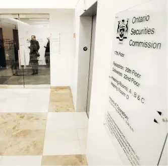  ?? PETER J. THOMPSON ?? The Ontario Securities Commission are seen in Toronto. The regulator alleges Omega Securities Inc. has engaged in “serious and ongoing potential breaches of Ontario securities law.”