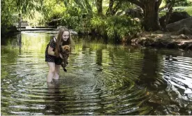  ?? Photograph: Dan Kitwood/Getty ?? Cooling down in a heatwave in Pool River in south London. Big cities can be up to 8C hotter than surroundin­g rural areas.