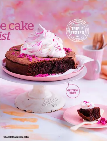  ??  ?? Chocolate and rose cake