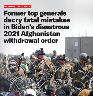  ?? ?? U.S. soldiers stand guard at the airport in Kabul, August 20, 2021.