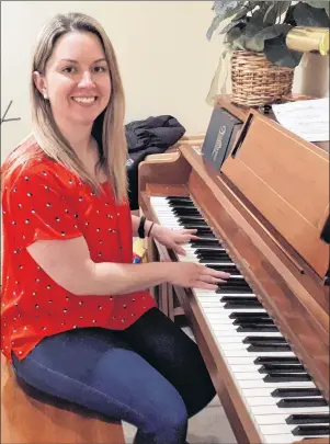  ?? BRYCE DOIRON/JOURNAL PIONEER ?? Shona Pottinger, shown at the piano in the basement of the Central Street Christian Church in Summerside, leads a music therapy session every Friday for a group of people who have Parkinson’s.