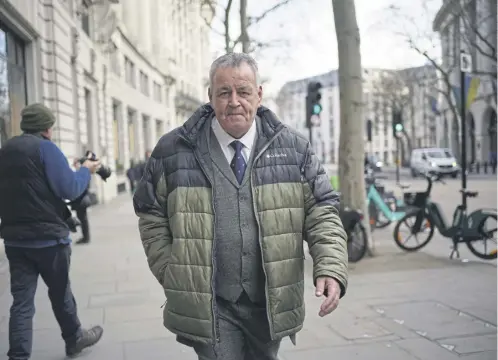  ?? ?? Former Post Office Investigat­or, Raymond Grant, outside Aldwych House, central London, after giving evidence to phase four of the Post Office Horizon IT inquiry