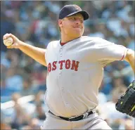  ?? Bill Kostroun / Associated Press ?? Red Sox pitcher Curt Schilling delivers against the Yankees in an August 2007 game.