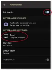  ??  ?? Ususe Autotrauto­transfersf tto instinstan­tlytl sendnd any new photos you take on your phone to your PC