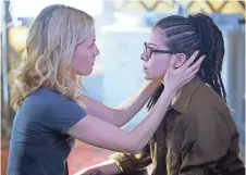  ??  ?? Delphine (left, Evelyne Brochu) and Cosima (Tatiana Maslany) reconnect in the fifth and final season of BBC America’s 'Orphan Black.'